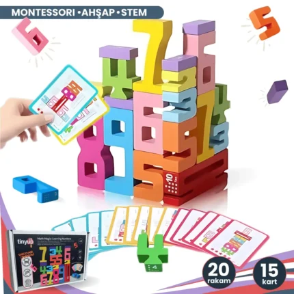 Montessori Ahşap Sayı Blokları – Okul Öncesi Eğitici Matematik Oyuncağı, STEM, Motor ve Zeka Gelişim