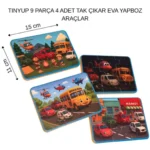 4 in 1 Eva Foam Puzzle Set - Arabalar - Görsel 3